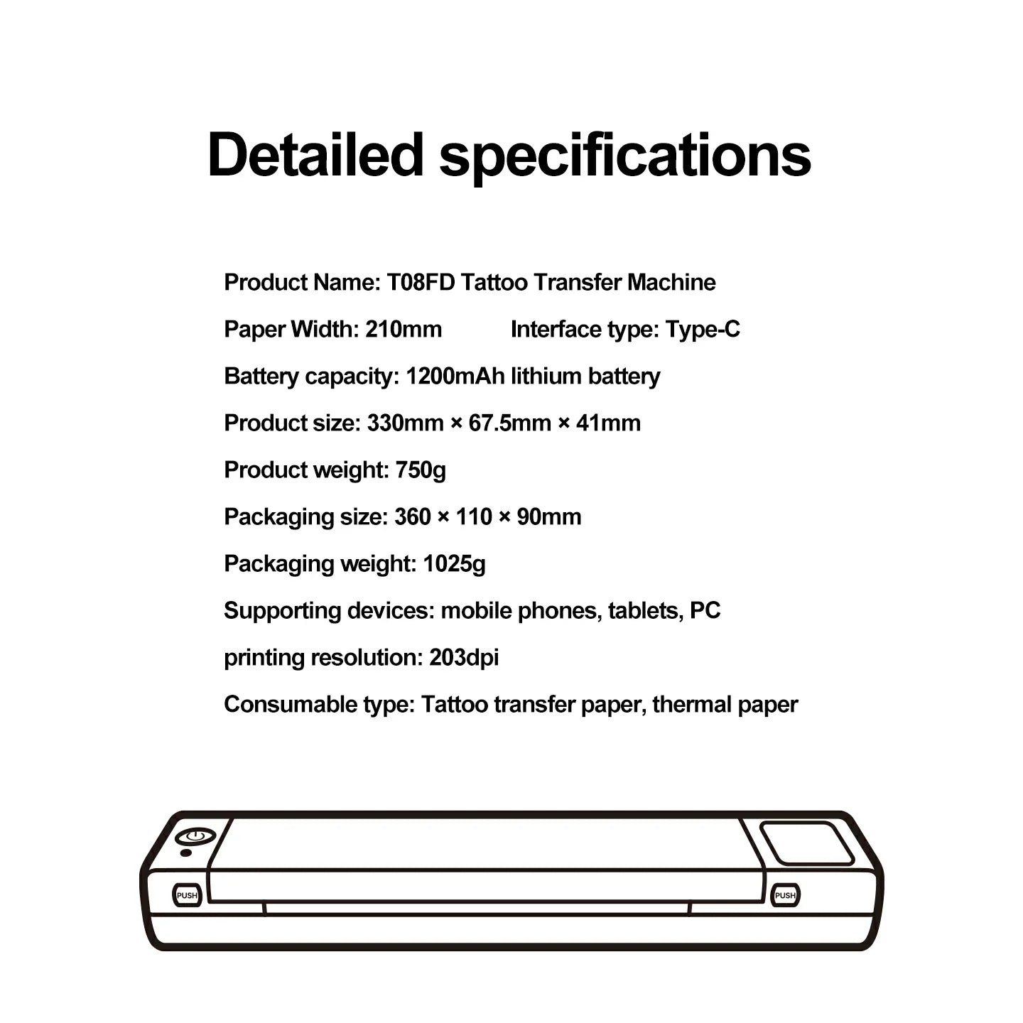 aimo Tattoo Transfermaschine Touchscreen-Version T08FD